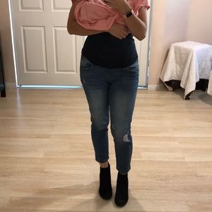 Maternity denim ankle grazers jean